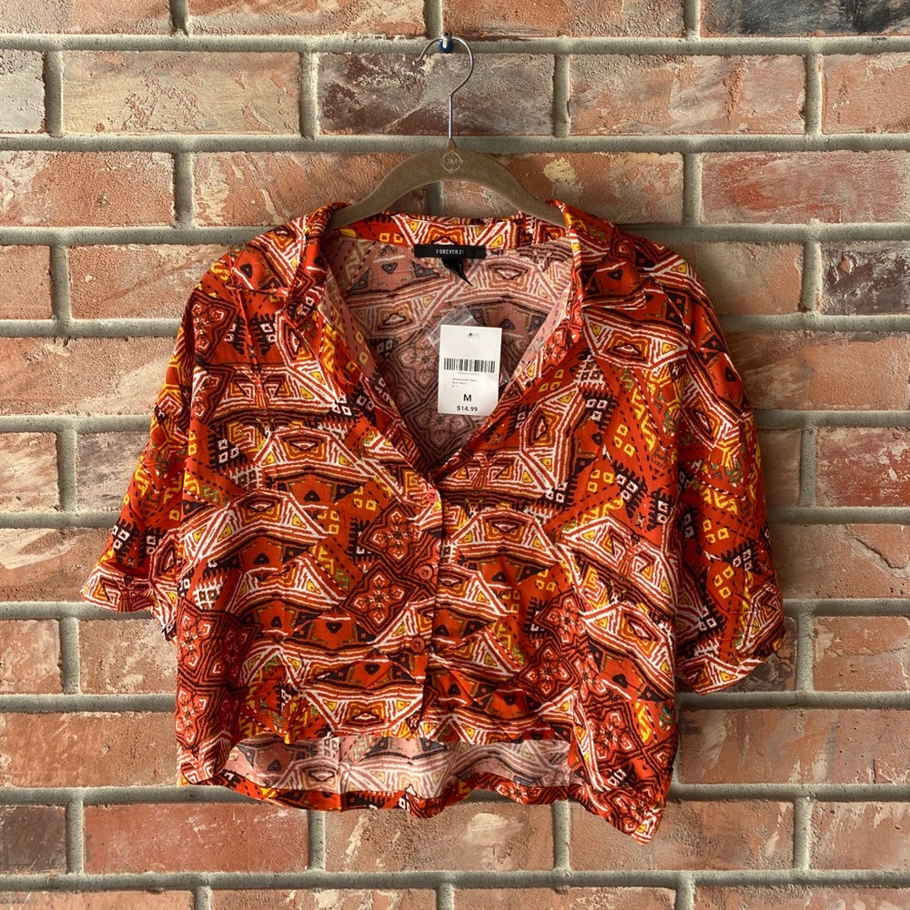 Patterned Button-Up top
